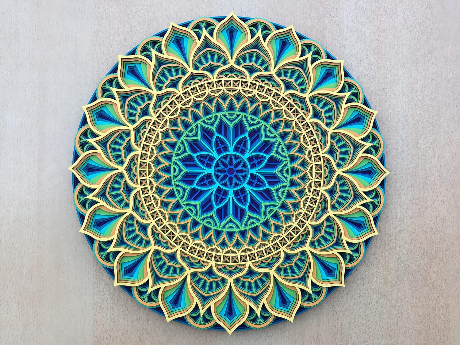 Mixed Media - Multilayer Colorful Mandala - Mandala Wall Art, Living Room Wall Art, Home Wall Decor, Living Room Wall Art, 3D Mandala (68 cm (26.8 inch))