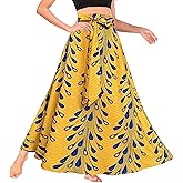 Afibi Women's High Waist Skirt Tie Front A-Line Flowy Long Maxi Skirts with Pockets