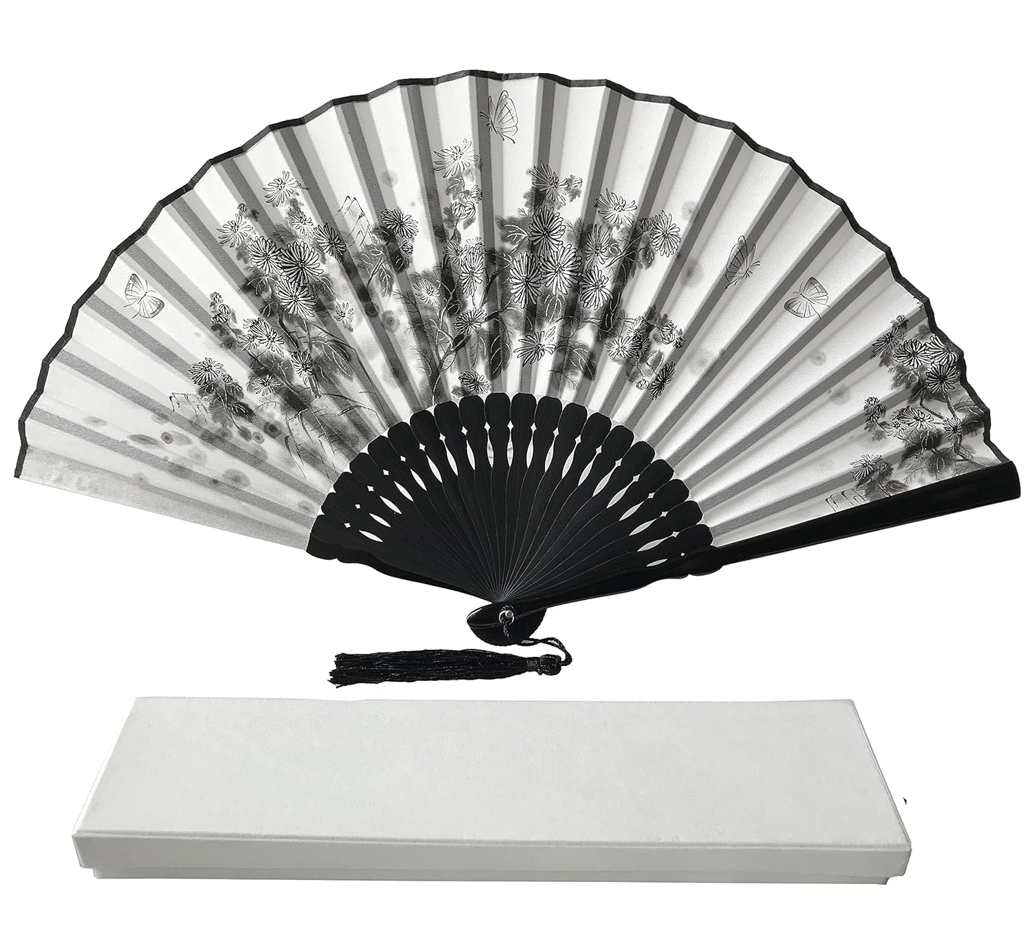 FANSOF.FANS Ink Art Handheld Folding Fan with a Handcrafted Box Fabric