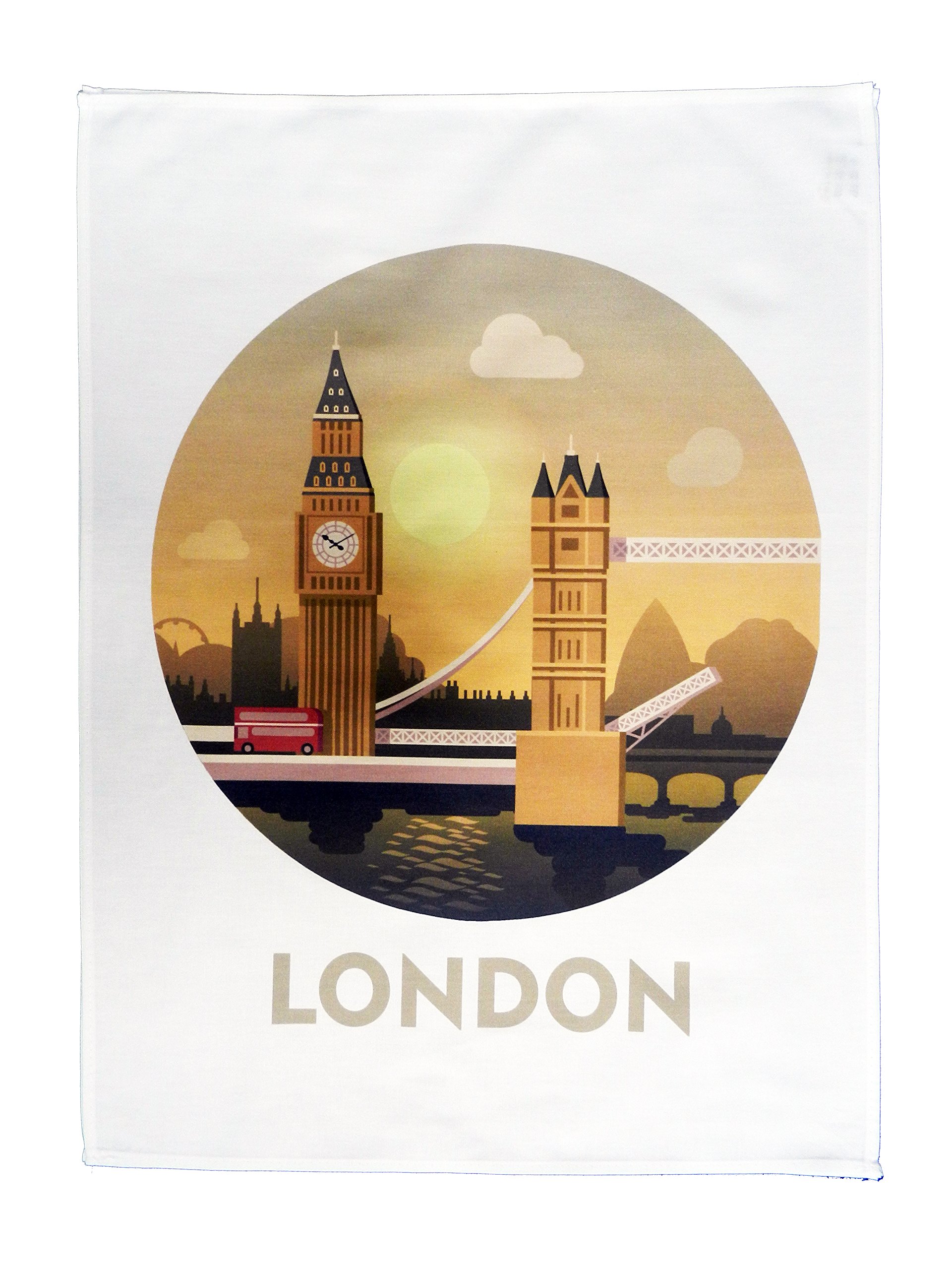 Half a Donkey View from Tower Bridge - Iconic London Skyline Large Cotton Tea Towel