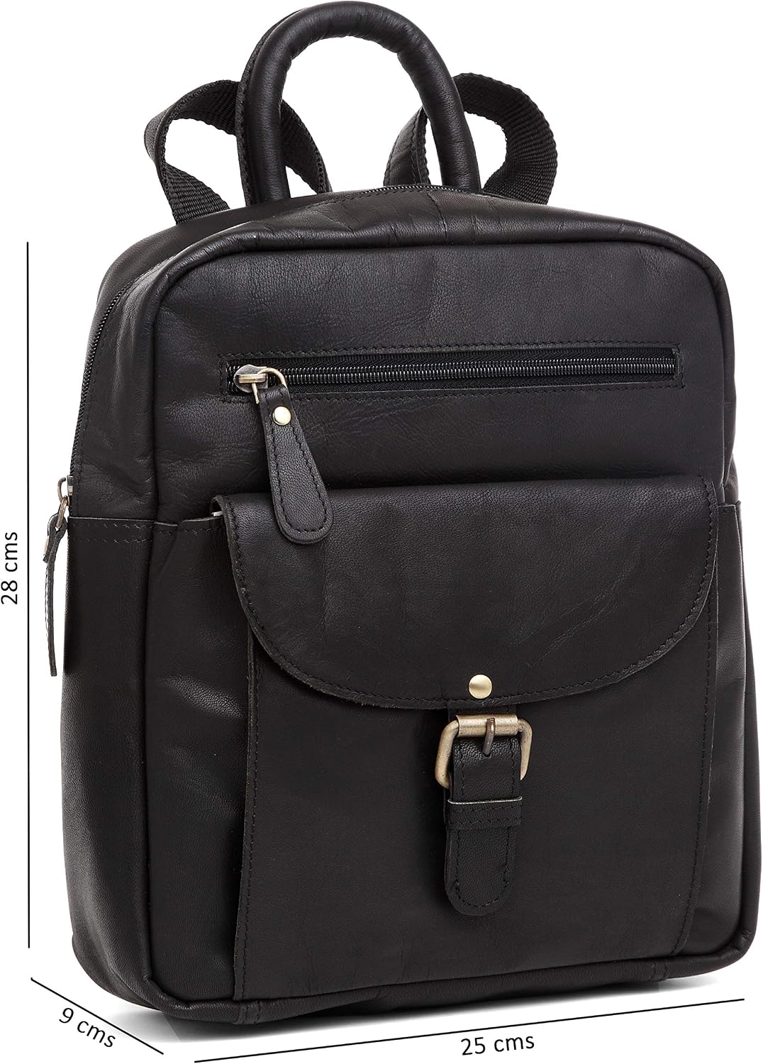 J. Wilson London Ladies Backpack Leather Backpack For Women Girls Schoolbag Casual Daypack School Bag Satchel (Vintage Black) - Image 3