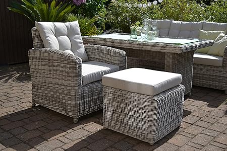 Amazon De Bomey Rattan Sessel Und Ottoman I Gartenmobel Set Manhattan 2 Teilig I Gartensessel Grau Hocker Polster Beige I Polyrattan Lounge Sessel Fur Essgarnitur In Garten Wintergarten Auf Terrasse