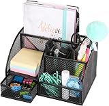 EXERZ Desk Organiser Mesh Desk Tidy Caddy Multifunctional 7 Compartments Black view 4