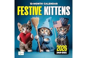 ELWYN LIFE 2026 Wall Calendar, Funny Cat Calendar 12 Month Planner - Big Large Wall Calendar for Office, Desk, Kids, Hanging Family Calendar, 11.75 x 11.75" (FESTIVE KITTENS)