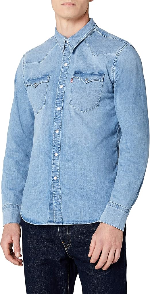 Levi's Men's Barstow Western Shirt, Blue, Large: Amazon.ca: Clothing ...