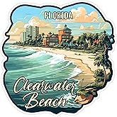 Clearwater Beach Florida Sticker 4 Inch Ocean Coastal Travel Souvenir - Waterproof Vinyl Decal for Laptop Water Bottle Car Tumbler - Durable Aesthetic Long-Lasting Stickers for Adults ID44990