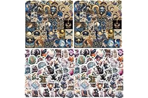Nivofu 200pcs Vintage Astronomy Stickers, Waterproof Vinyl Magic Witchy Stickers, Galaxy Moon Planets Universe Aesthetic Deco