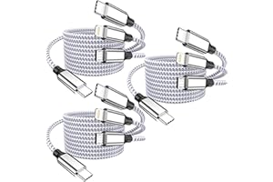 KHNJDQ Multi Charging Cable 4ft 3Pack Usb Charger 3 in 1, C Port Multi iPhone Charger Cable Nylon Braided Apple MFi Certified Fast Charging Cord with Type-C/Usb C Micro Lightning for Phone iPad iPhone Tablet
