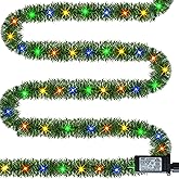 Dazzle Bright 50 FT Pre-lit Christmas Green Garland, 150 LED Lights Lighted Artificial Pine Garlands, for Indoor Outdoor Christmas Decor Holiday Wedding Decoration (Multicolor)
