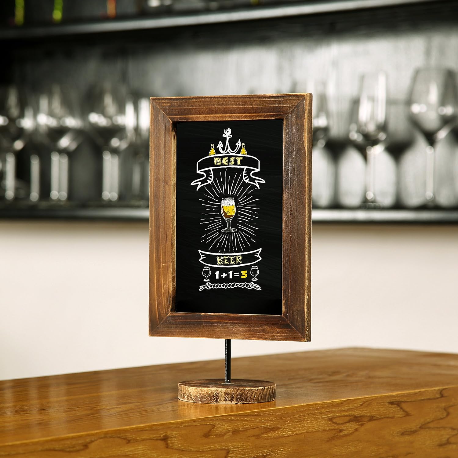 MyGift 12-Inch Burnt Wood Framed Memo Chalkboard, Countertop Home Message Board Sign, Set of 2: Kitchen & Dining