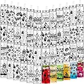 Pickmesh 48 Pcs Halloween Cups 13.5 oz Ghost Spooky Plastic Cups with Lids and Straws Bulk for Halloween Party Supplies Pumpkin Skinny Drinking Tumblers Mugs Gifts for Women