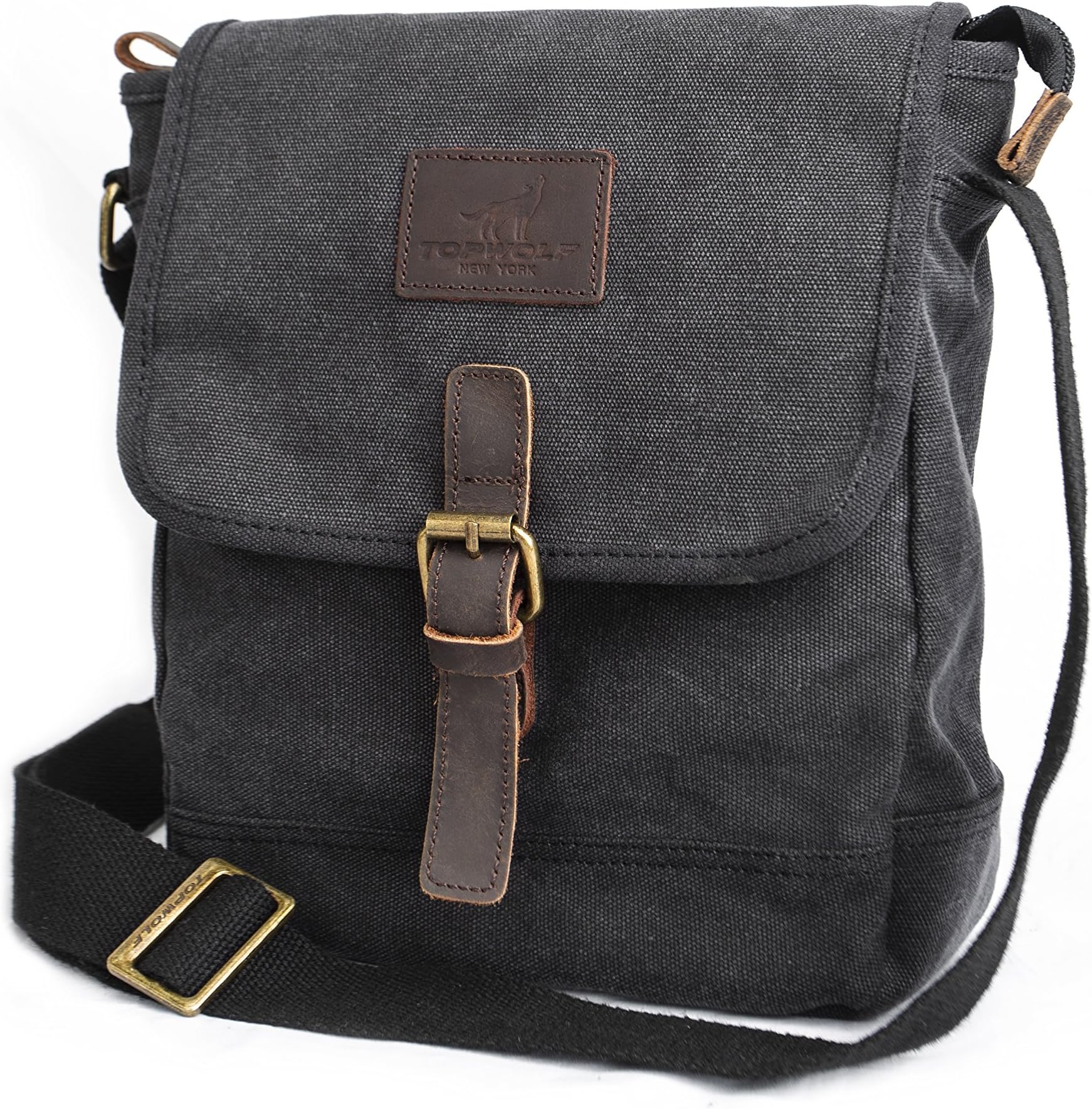 Canvas Messenger Bag TOPWOLF Small Crossbody Bag Casual Travel Working Tools Bag Shoulder Bag Hold Phone Handset Anti Theft