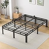 NKZ Queen Size Bed Frame 14 Inch, Metal Bed Frame & Box Spring 2 in 1 Platform with Round Corner Legs, 4000lbs Weight Capacity Reinforced Metal Frame, Headboard Hole, Noise-Free, Easy Assembly
