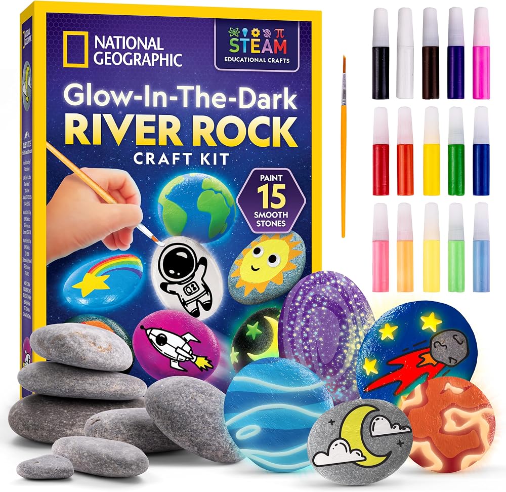 Blue Marble National Geographic Glow Rock Painting Kit for Kids