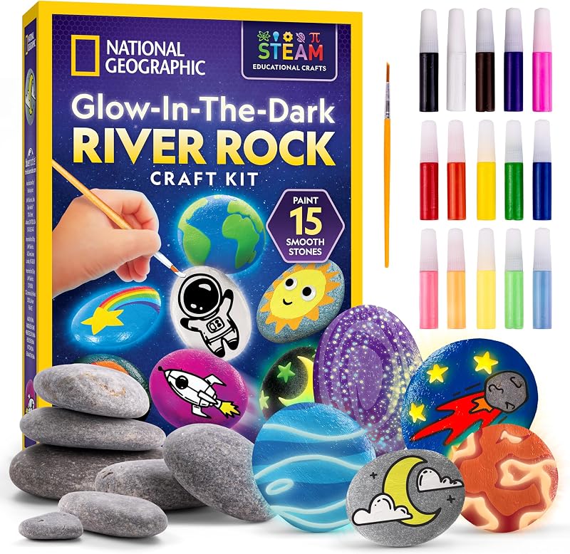 Blue Marble National Geographic Glow Rock Painting Kit for Kids