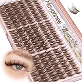 Anime Cluster Lashes Brown Cluster Eyelash Extensions Fairy Eyelash Clusters Wispy Lash Clusters Dark Brown Individual Lash C-Curly Lash Extension Spiky Manga DIY Eyelashes Pack (108Pcs, 10-16MM)