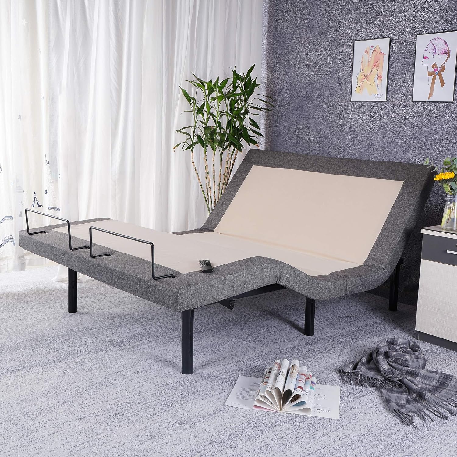 Adjustable Bed Frame Backlit Wireless Remote Independent