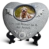 HINUGO Pet Memorial Stones for Dog or Cats,Loss of Dog Sympathy Gift Indoor Display,Pet Grave Markers Dog Bereavement Gifts Outdoor Tombstone Heart Shaped Carve "You will forever be in our heart"