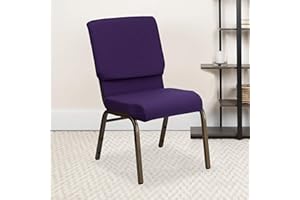 BizChair Auditorium Chair - Royal Purple Fabric/Gold Vein Frame -Stacking Padded Chair - 19inch Wide Seat