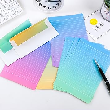 IMagicoo 32 Lovely Cute Writing Stationery Paper Letter Set with 16 Envelope + 1 Sheet Label Seal Sticker (Style-9(8.3x5.6))