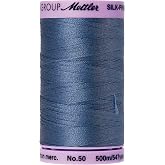 Mettler Silk-Finish Solid Cotton Thread, 547 yd/500m, Smoky Blue