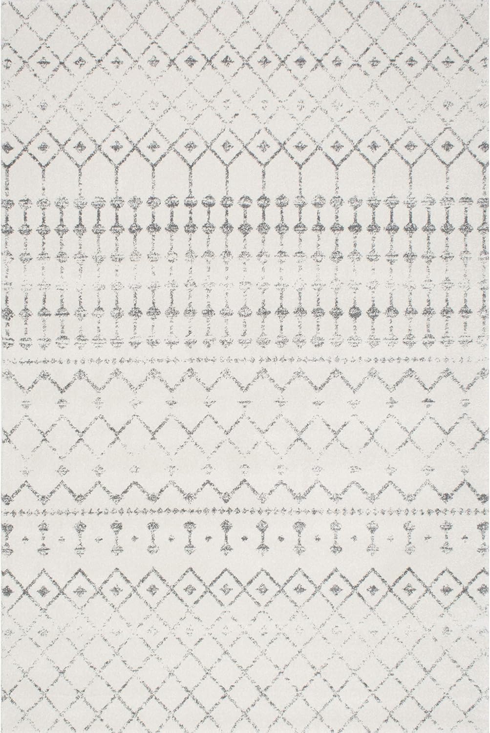 nuLOOM Moroccan Blythe Area Rug, 5' x 7' 5", Grey/Off-white: Furniture & Decor