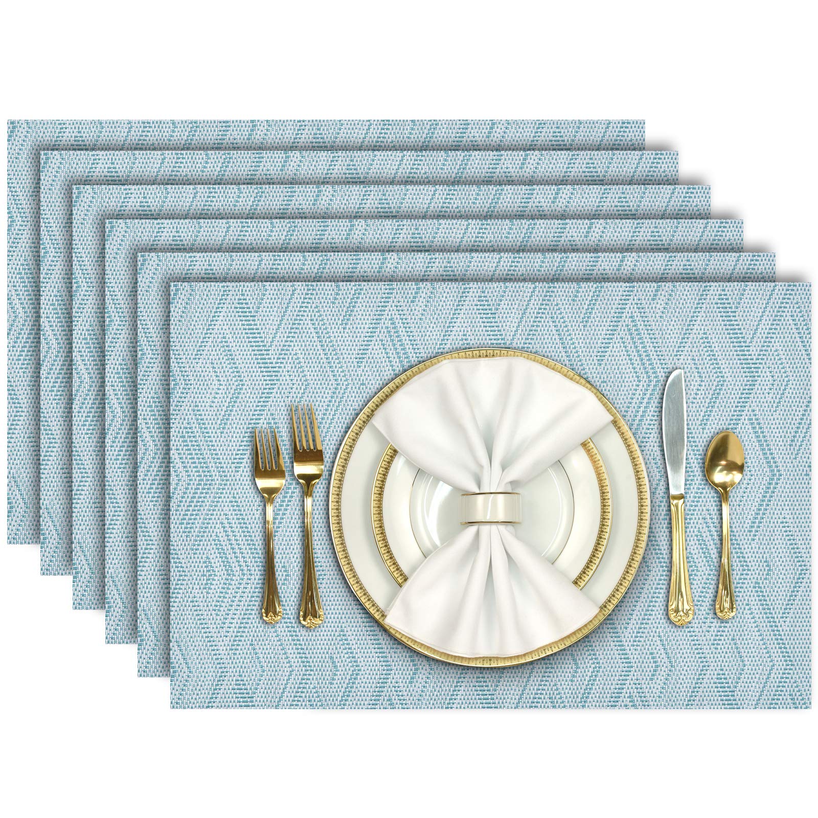 Aofmee Placemats, Heat Resistant Table Mats Set of 6, Washable PVC Place Mats for Table, Woven Vinyl Plastic Placemats for Kitchen Dining, Non-Slip Stain Resistant Outdoor Placemat, Easy to Clean — image 1