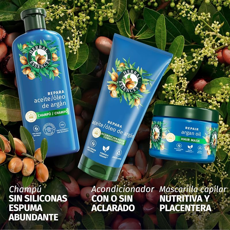 Argán Champú Reparador, Pelo Dañado, Sin Siliconas, 350ml