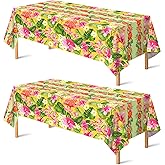 OHOME 2 Pack Luau Party Decorations - Plastic Tablecloth for Hawaiian Theme Party Decorations | Tropical Summer Beach Pool Birthday Backdrop Favors Supplies