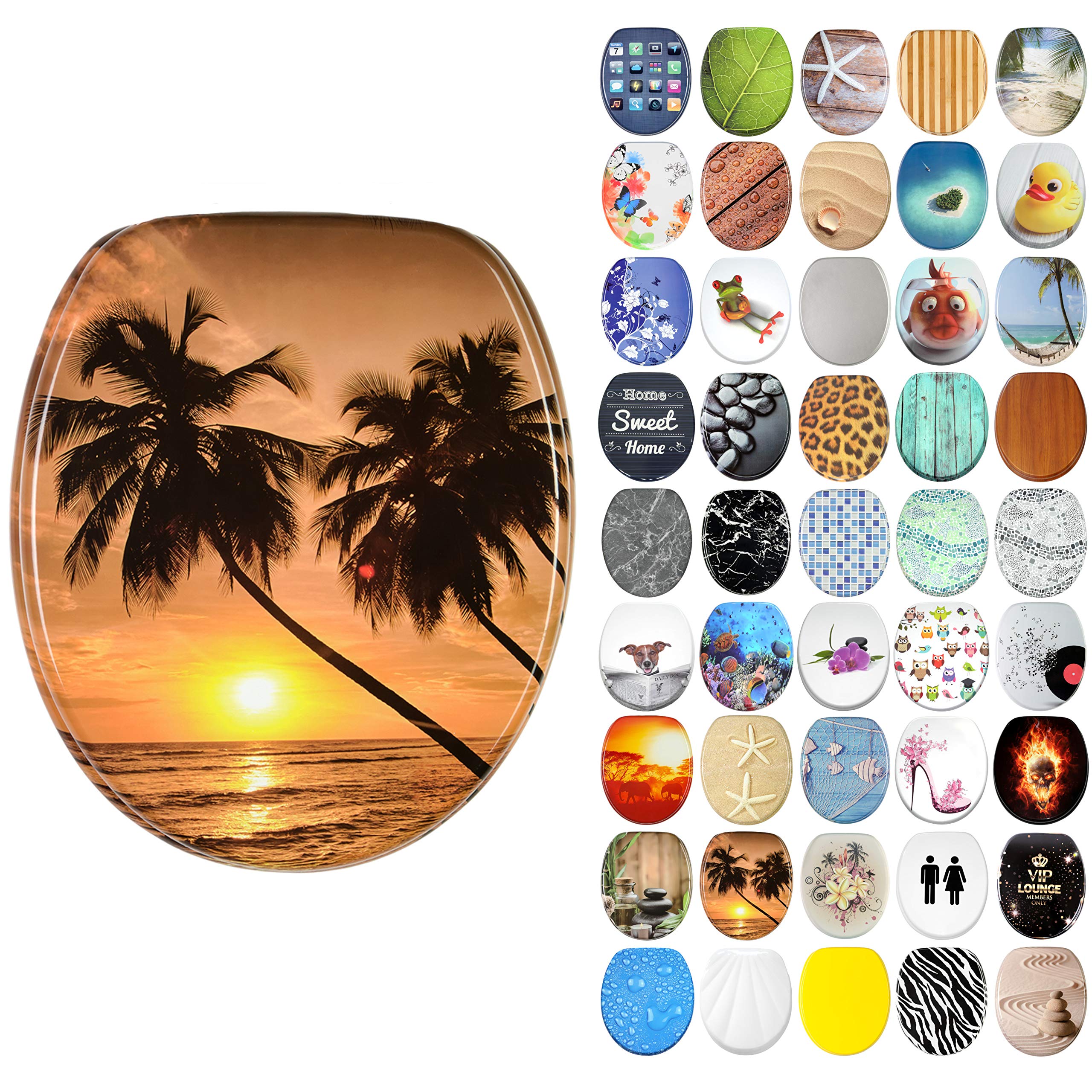 Sanilo Soft Close Toilet Seat, Wide Choice of New Toilet Seats, Stable Hinges, Easy to Mount (Summer) — image 1