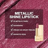 Oulac Metallic Shine Glitter Lipstick Purple High Impact Lipcolor 4.3 g view 6