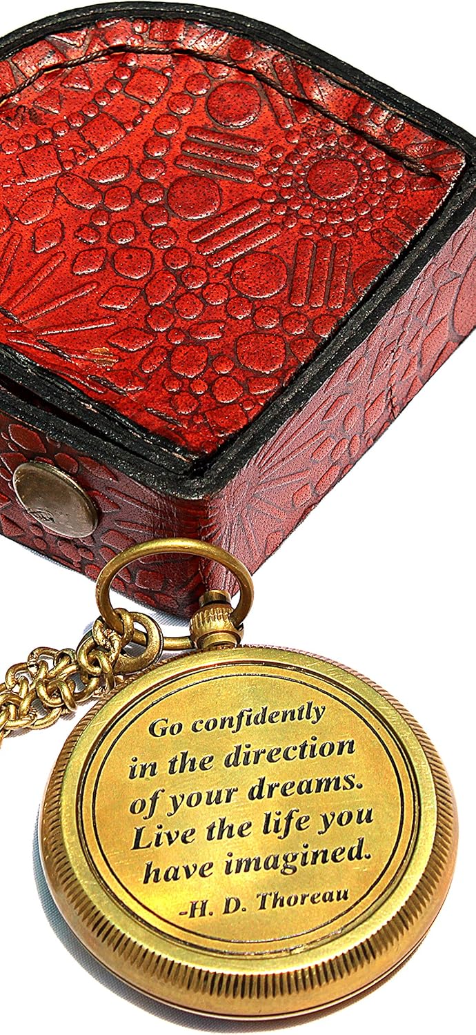 live compass direction on Sports Fitness Sara Nautical Go Confidently Thoreaus Quote Engraved Compass With Leather Case Accessories