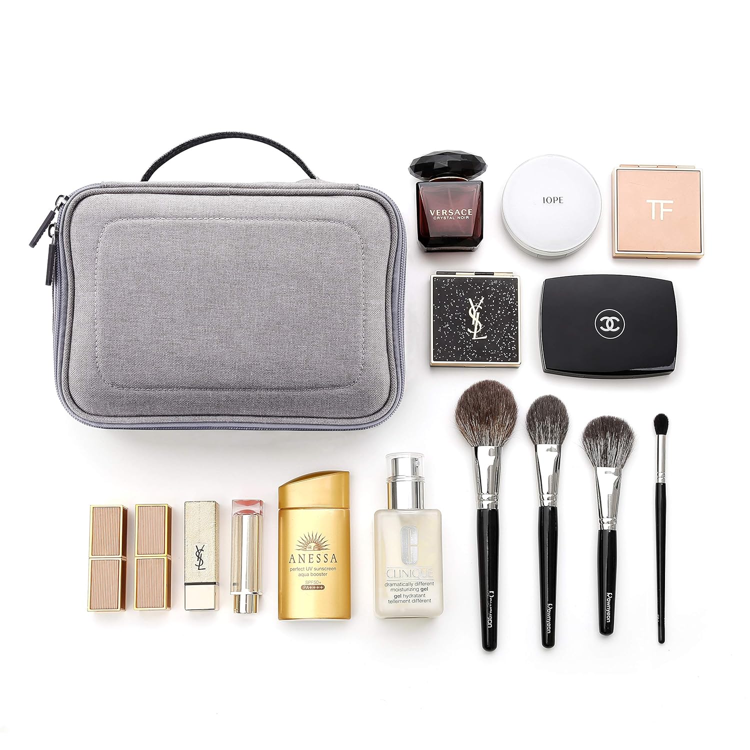Rownyeon Makeup Train Cases Travel Makeup Bag Waterproof Portable Cosmetic Cases Organizer with Adjustable Dividers for Cosmetics Makeup Brushes Toiletry Jewelry Digital Accessories (Grey Small) : Beauty