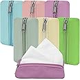 Pocket Tissue Holder, 6 Packs Tissue Holder for Purse, Reusable Travel Tissue Pouch, Fabric Purse Zipper Tissue Packs for Coins Tissue Cards Travel Office, 5.1 x 3.1 Inches