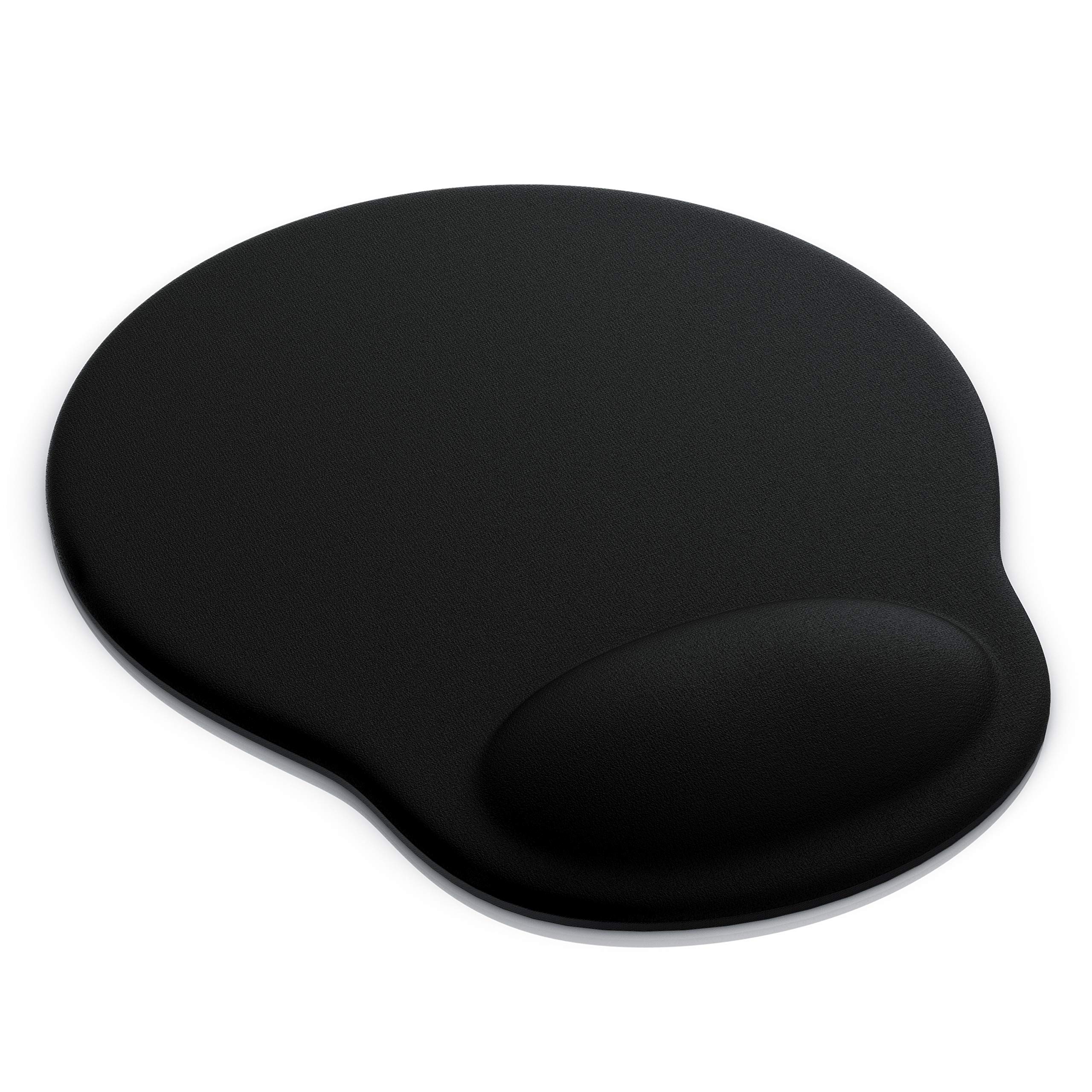 Mouse Mat BLACK ANTI-SLIP COMFORT MOUSE PAD MAT WITH GEL FOAM REST WRIST SUPPORT FOR PC LAPTOP - Compatible with Laser and Optical Mice - Black