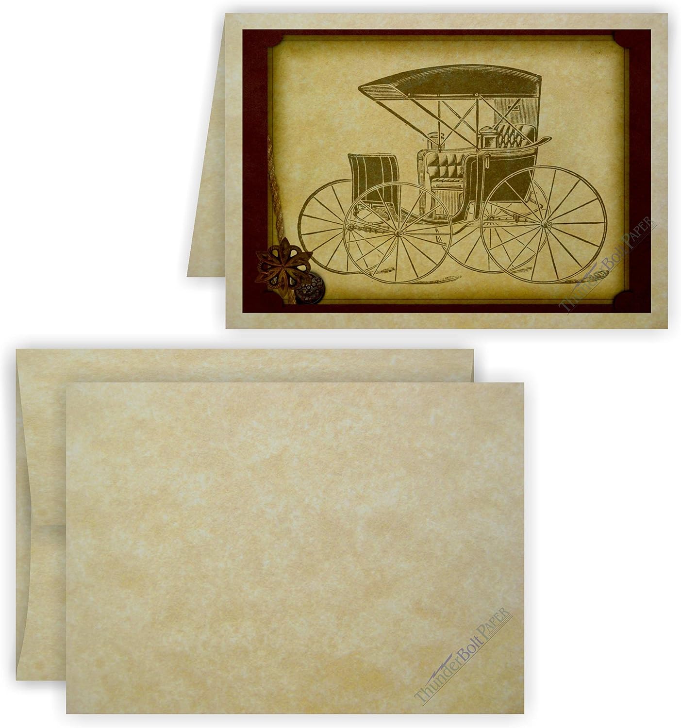 4X6 Folded Size with A-6 Envelopes - Aged Parchment - 25 Sets (6X8 Cards Scored to Fold in Half) Matching Pack - Invitations, Greeting, Thank You, Notes, Holidays, Weddings, Birthdays, Announcements : Office Products