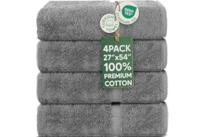 Chakir Turkish Linens | Hotel & Spa Quality 100% Cotton Premium Turkish Towels | Soft & Absorbent (4-Piece Bath Towels, Gray)
