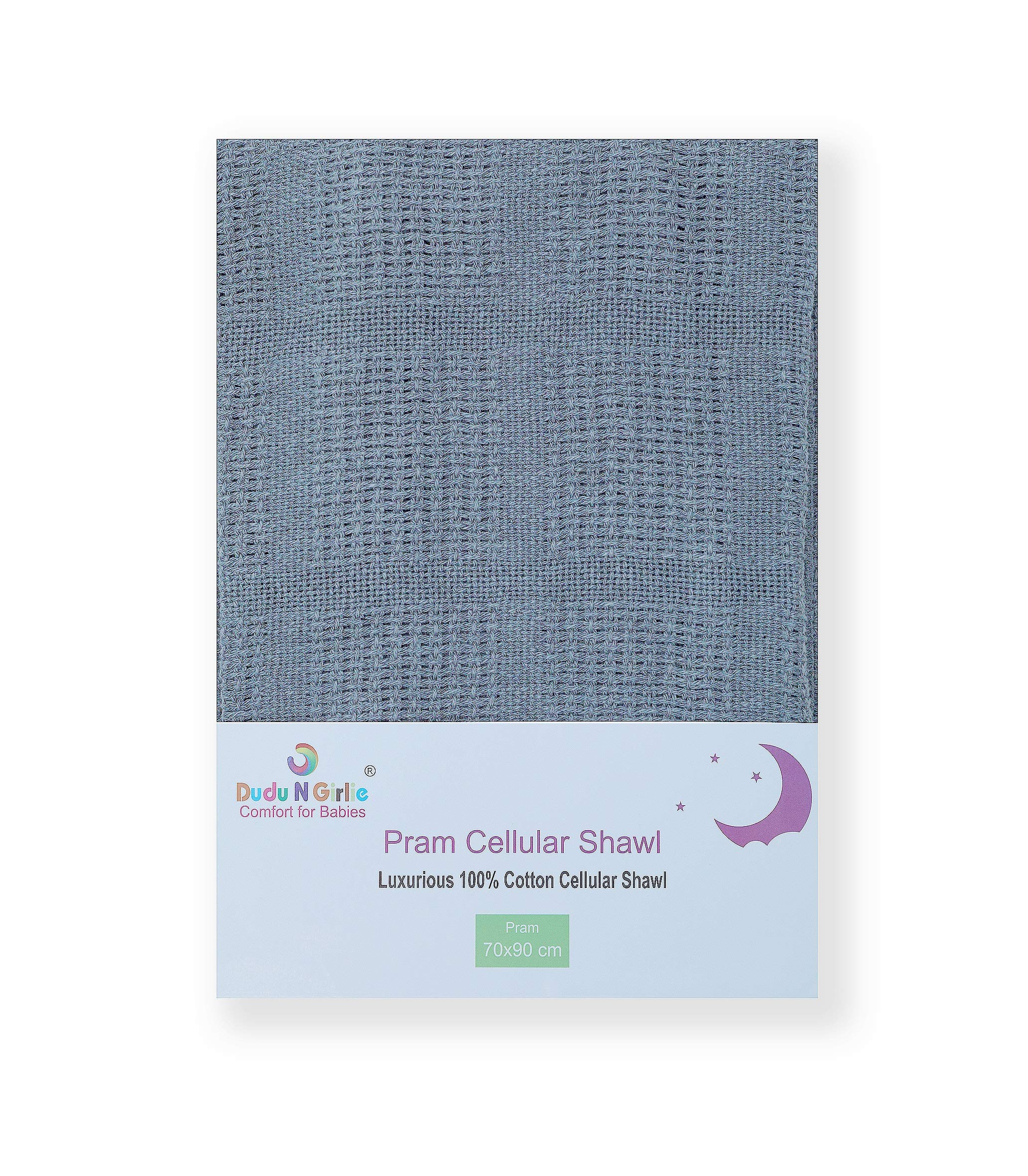 DUDU N GIRLIE Baby Blanket for Newborn | Warm & Cosy Cellular Baby Blanket | 100% Extra Soft Breathable Cotton, Pram/Travel/Moses Basket (90 x 70 cm) Grey.