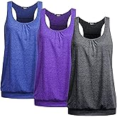 Beyove 3 Pack Banded Bottom Workout Tops for Women Tummy Flattering Yoga Tank Tops Plus Size Racerback Athletic Gym Shirts