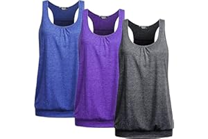 Beyove Racerback Tank Tops for Women Yoga Athletic Workout Tops Sleeveless Loose Fit Muscle Shirts Activewear 3 Pack