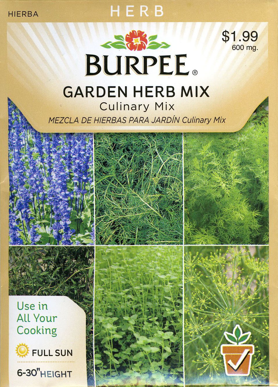Burpee 68226 Garden Herb Mix Culinary Mix Seed Packet