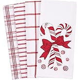 KAF Home Pantry Kitchen Holiday Dish Towel Set of 4, 100-Percent Cotton, 18 x 28-inch (Candy Cane Mints)