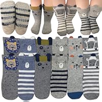 6 Pairs Toddler Non Skid Anti Slip Crew Socks with Grips for Baby Boys Ankle Walker Cartoon Footsocks Sneakers Socks