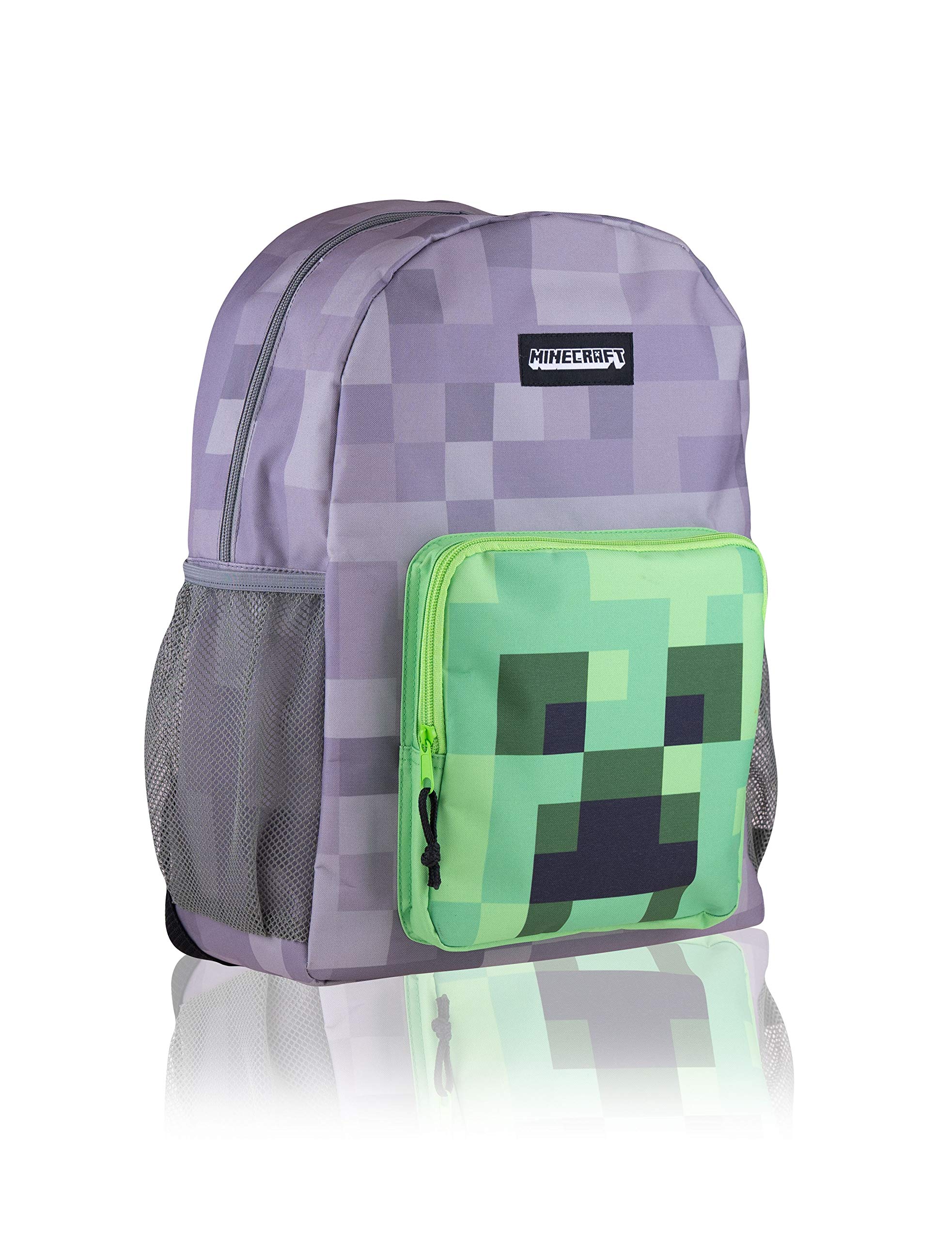 MINECRAFT Teen Creeper Backpack, 16 LTR, Grey/Green, Gray/Green, Games