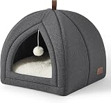 Bedsure Cat Cave Bed Igloo with Removable Washable Cushion 40x40x40cm Dark Grey
