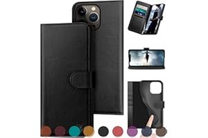 DuckSky for iPhone 15 Pro Max 6.7" Genuine Leather Wallet case 【RFID Blocking】【4 Credit Card Holder】【Real Leather】 Flip Folio Book Phone case Protective Cover Women Men for Apple 15 Pro Max case Black