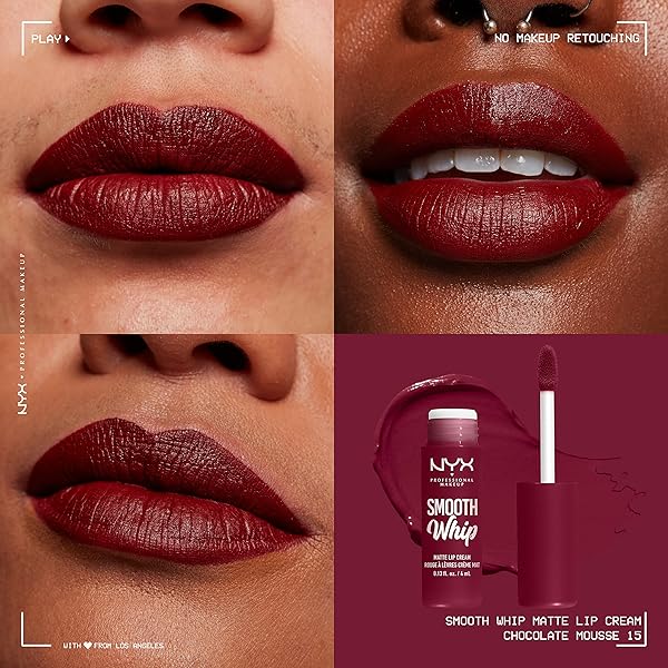 NYX PROFESSIONAL MAKEUP SMOOTH WHIP MATTE LIP CREAM, LONG LASTING, MOISTURIZING, VEGAN LIQUID LIPSTICK – CHOCOLATE MOUSSE (DEEP RED BROWN)