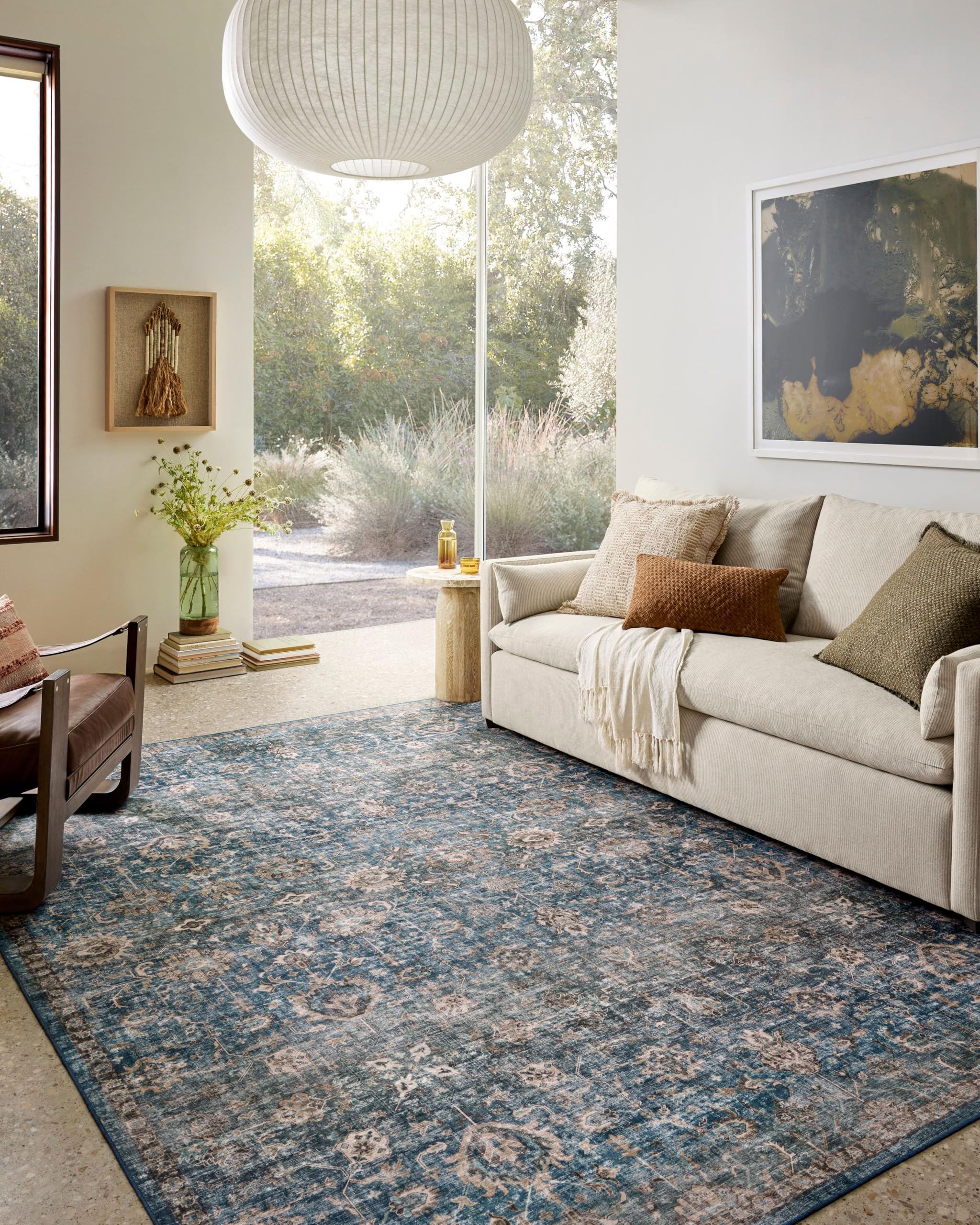 Photo 1 of Loloi Anniston Collection ANS-02 Lagoon/Natural 7'-6" x 9'-6" Machine Wash Area Rug