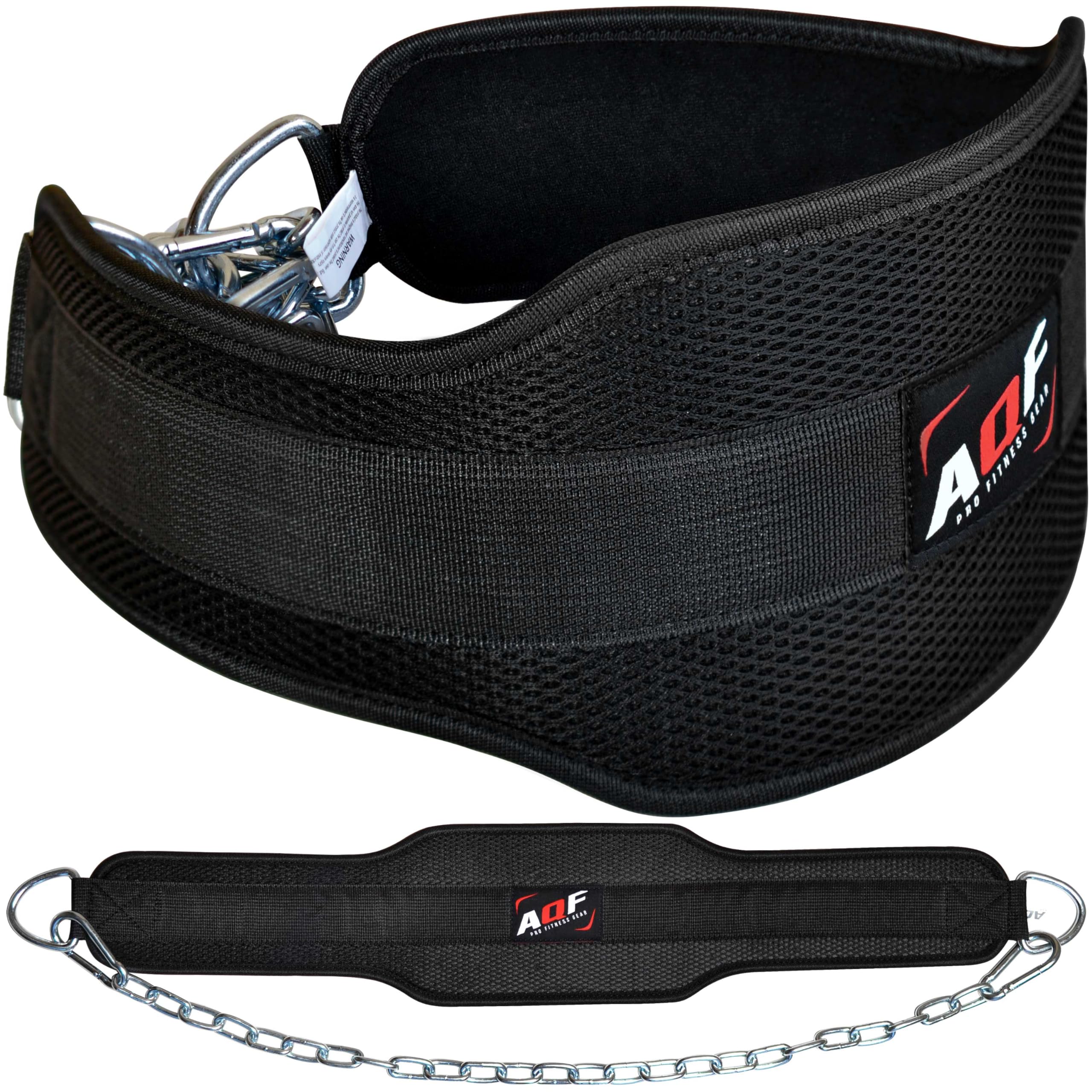 AQF Dipping Belt Body Building Weight Lifting Dip Chain Exercise Gym Training Neoprene (Black)