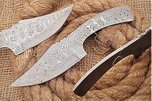 8 inches Long Hand Forged Damascus Steel Clip Point Blank Blade Skinning Knife, 3.5" Long Sharp Cutting Edge, 3.75" Scale Spa